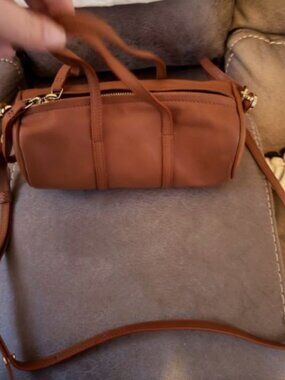 MANSUR GAVRIEL MINI DUFFLE CROSSBODY LEATHER BARREL PURSE WITH DUST BAG